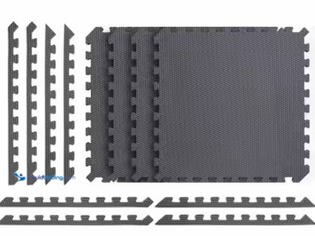 Lot 49-3631512 - Approx (48) SQ FT of Norsk Black/Gray 24 in. x 24 in. x 0.79 in. Foam Interlocking Reversible Floor ...