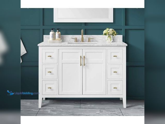 Lot 49-5544102 - Home Decorators Collection 49 in. W Cultured Marble Vanity Backsplash in Silver Ash. Model # BSSS49-...