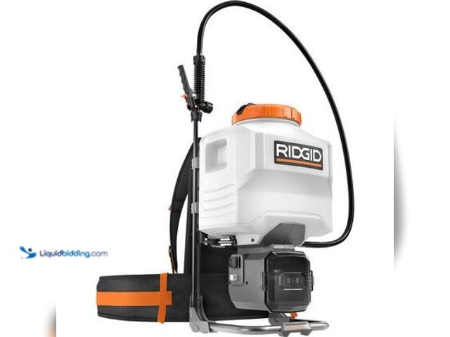 Lot 49-5572217 - RIDGID 18-Volt Cordless Battery 4 Gallon Backpack Chemical Sprayer (Tool Only). Model # R01501BVNM. ...