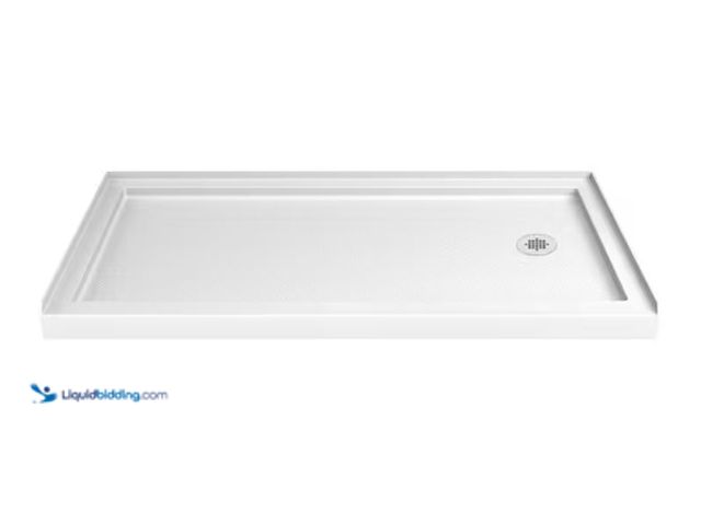Lot 49-1631796 - DreamLine SlimLine 60 in. x 30 in. Single Threshold Shower Pan Base in White with Right Hand Drain, ...