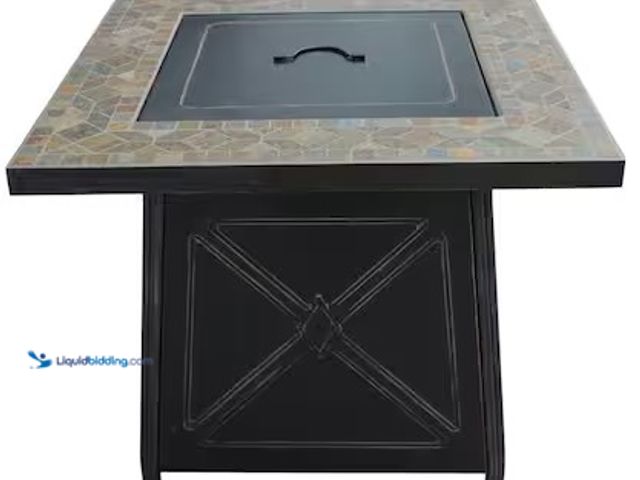 Lot 49-3639279 - Hampton Bay Crossridge 50000 BTU Steel Propane Outdoor Fire Pit Table with Lava Rocks and Screen, Mo...