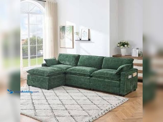 Lot 49-1630876 - Fir Green 90" Velvet Sleeper Couch - Model # ART5000, NOTE: Tears/rips on bottom front and side, sta...