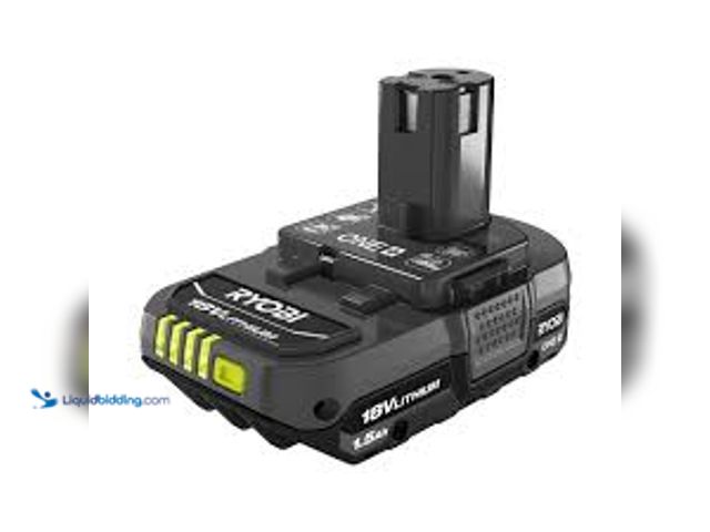 Lot 49-5475750 - RYOBI ONE+ 18V Lithium-Ion 1.5 Ah Battery. Model # PBP002. Class 2 Battery Charger Model: P119. Unus...