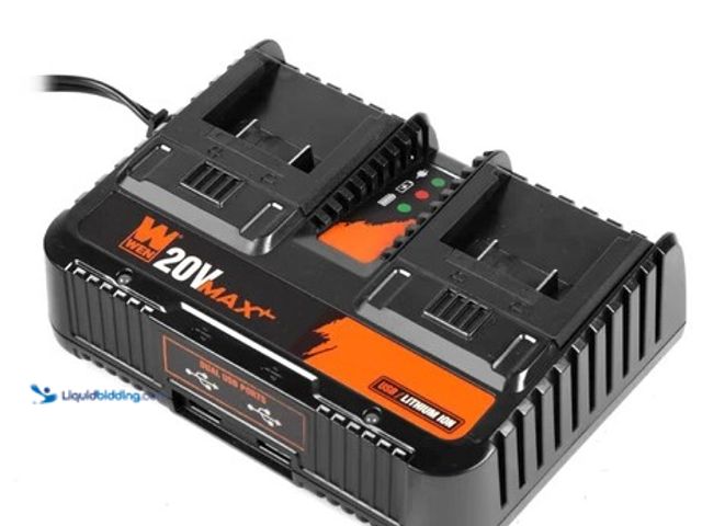 Lot 49-2004660 - WEN 20V Max 2.3-Amp Dual Port Lithium-Ion Battery Charger with USB Ports, Model #20200D, Unused, No ...