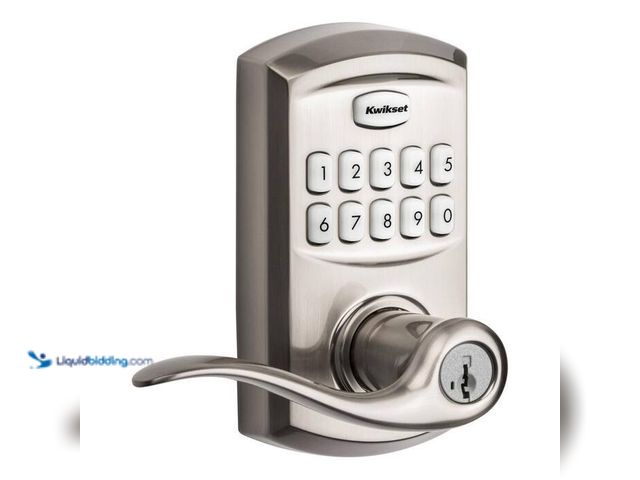 Lot 49-2004202 - Kwikset Smart Code 917 Satin Nickel Keypad Electronic Single-Cylinder Tustin Door Handle Featuring S...