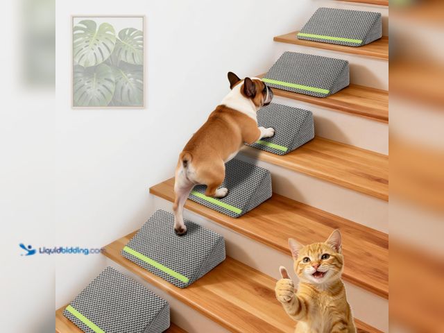Lot 49-5572488 - JoyBlooms Dog Ramp for Stairs for Small & Senior Dogs Cats, 40D Density Foam Gentle Slope Non-Slip D...