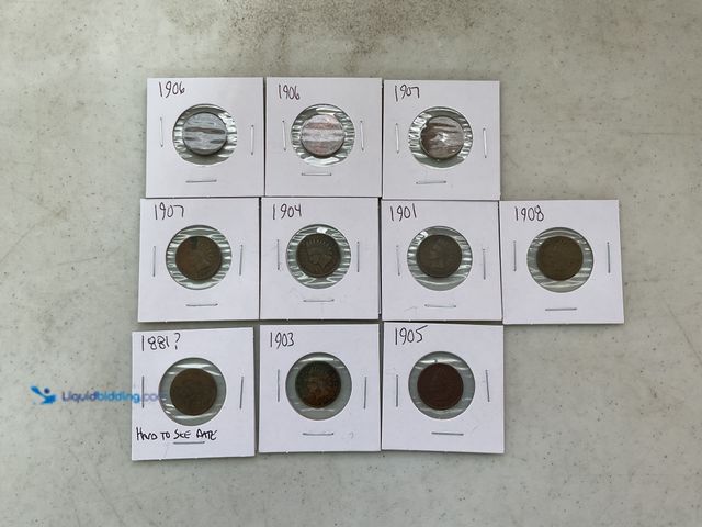 Lot 49-1505008 - LOT OF 10 EARLY 1900’S INDIAN HEAD PENNIES #COINS0122