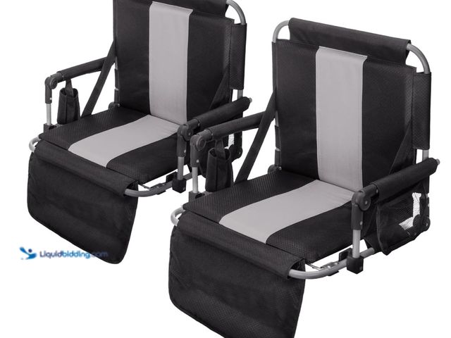 Lot 49-1526104 - GREEN PARTY Stadium Seat for Bleachers Portable Outdoor Floor Folding Stadium Chair with Armrest, Ba...