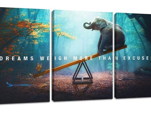 Lot 49-1516812 - Motivational Wall Art Inspirational Elephant Canvas Poster Prints Forest Paintings Picture Entrepren...