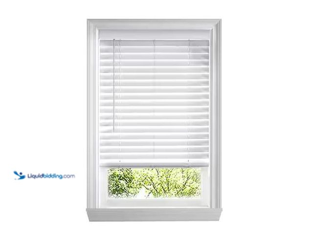 Lot 49-1568495 - Home Decorators Collection White Cordless Faux Wood Blinds for Windows with 2 in. Slats - 29.5 in. W...