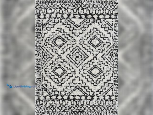 Lot 49-5461097 - Mason Brooks Indigo Shag CG30A Cracked Pepper Geometric Transitional White Area Rug, 2'6" X 4', Mode...
