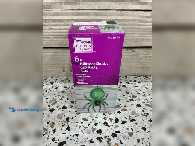 Lot 49-3538893 - 6ft Halloween classic LED Hanging Spider. Model #1007267278. Unused.