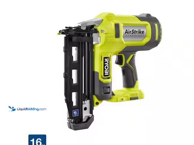 Lot 49-1547580 - RYOBI ONE+ 18V AirStrike 16-Gauge Cordless Finish Nailer (Tool Only) Model # P326, Slightly used, Te...