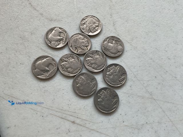 Lot 49-1804528 - 10 VINTAGE BUFFALO NICKELS.