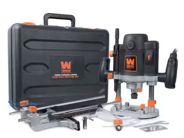 Lot 49-2001183 - WEN 15 Amp Variable Speed Plunge Wood Working Corded Router Kit with Carrying Case and Edge Guide, M...