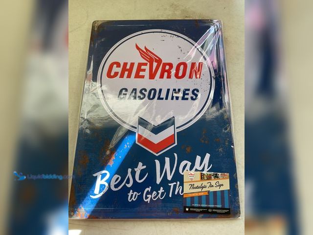 Lot 49-1810399 - Metal Sign “CHEVRON GASOLINES” MEASURES APPROXIMATELY 12 INCH BY 16 INCH
