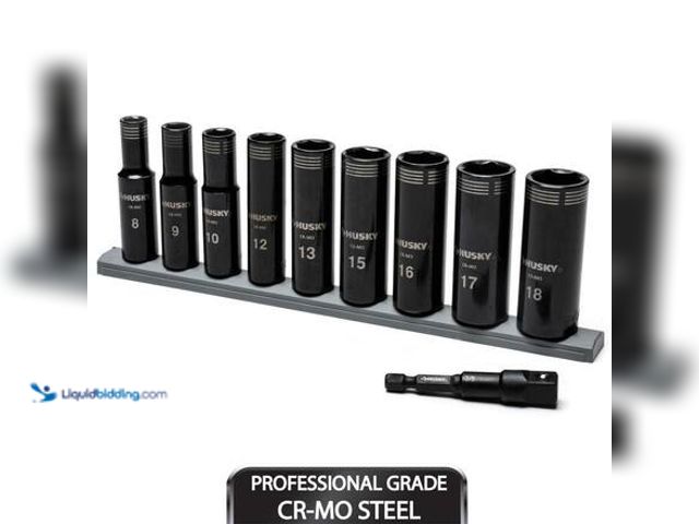 Lot 49-3565321 - Husky3/8 in. Drive Thin Wall Metric Deep Metric 6-Point Impact Socket Set (10-Piece) Model # H3DHYBM...