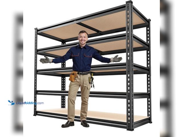 Lot 49-1557134 - REIBII 3000LBS Garage Shelving Unit Heavy Duty Storage Shelves 5-Tier Metal Shelves for Pantry Indus...
