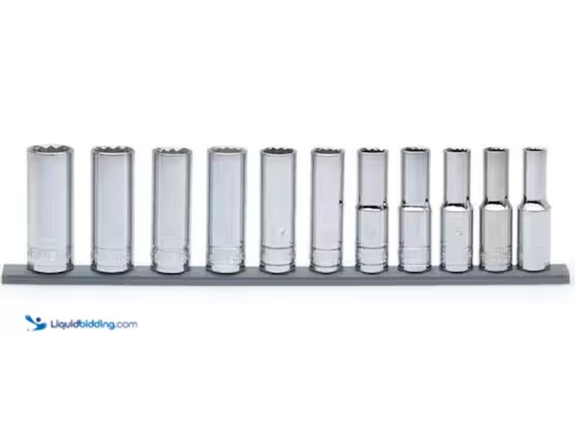 Lot 49-2005824 - (11-Piece) Husky 1/2 in. Drive Deep Metric Socket Set, Model # H2DDPMM11PCSR, Unused.   Ref#ASB0724