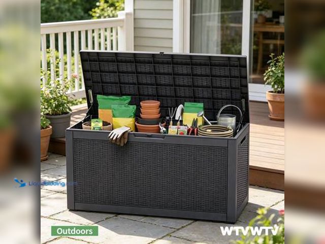 Lot 49-5544658 - WTVWTV 110 Gal. Waterproof Outdoor Resin Storage Deck Box, Large Lockable Capacity, Versatile Deck S...