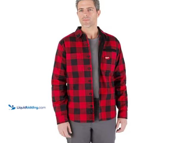 Lot 49-1575644 - Milwaukee Men's Large Red GRIDIRON Flannel Shirt, Model # M551R-L, Unused  Ref#AHDSB0205