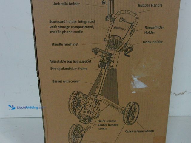 Lot 49-3482658 - EASEGO Golf Push Cart 3 Wheel : Golf Bag Cart Foldable with Phone Holder/Cup/Umbrella Holder Compact...