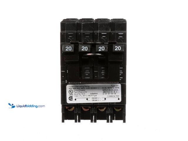Lot 49-5405842 - Siemens
Quadplex One Outer 20 Amp Double-Pole and One Inner 20 Amp Double-Pole-Circuit Breaker Unus...