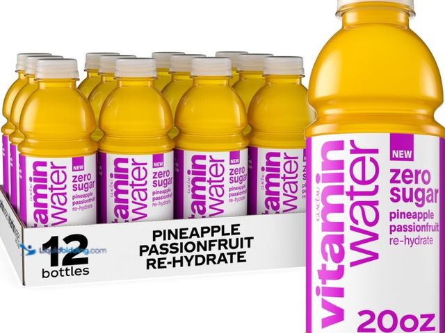 Lot 49-3565535 - vitaminwater Zero Sugar Pineapple Passionfruit Re-hydrate Nutrient Enhanced Water Bev. 20 oz. 12 pac...