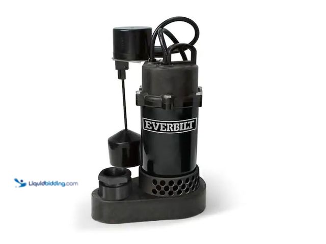 Lot 49-1548610 - Everbilt 1/4 HP Aluminum Submersible Sump Pump Vertical Switch, Model # HDSP25V, Used, Tested works,...