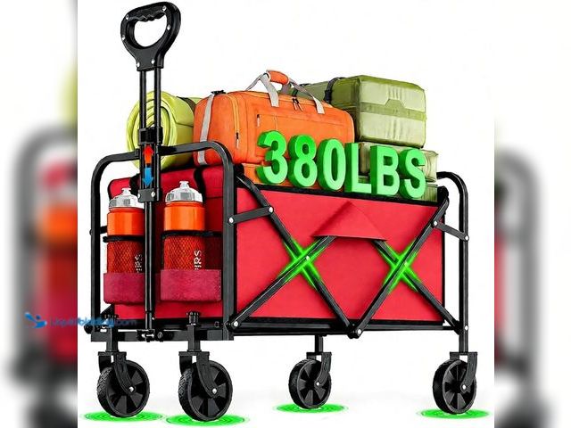 Lot 49-5488330 - Heavy-Duty Collapsible Wagon - 380LB Capacity | All-Terrain Wheels | Foldable for Groceries/Beach/Ca...