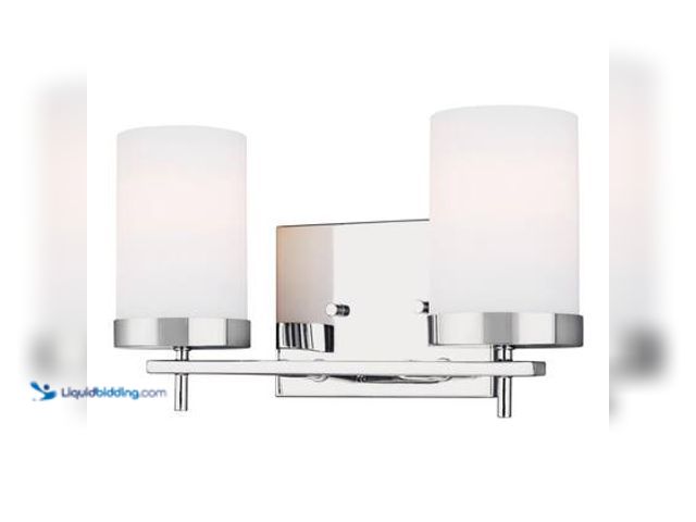 Lot 49-5572233 - Generation Lighting Studio Zire 14 in. W 2-Light Chrome Bathroom Vanity Light with Etched White Glas...