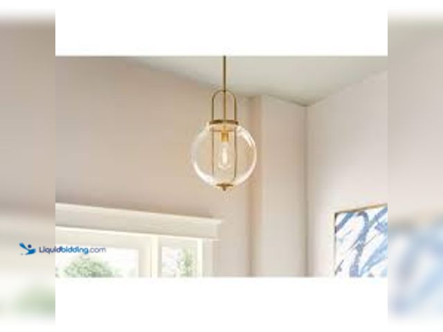 Lot 49-5407121 - Hampton Bay Nelwyn 1-Light Vintage Brass Pendant with Clear Glass Globe Shade. Model # 1050HBVBDI. U...