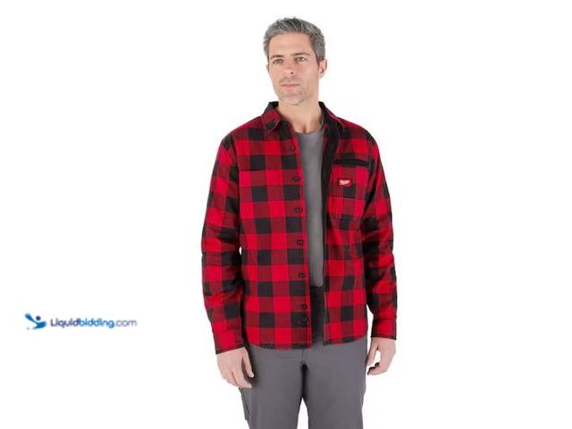 Lot 49-1578073 - Milwaukee Men's Large Red GRIDIRON Flannel Shirt, Model # M551R-L, Unused.   Ref#AHDSB0205