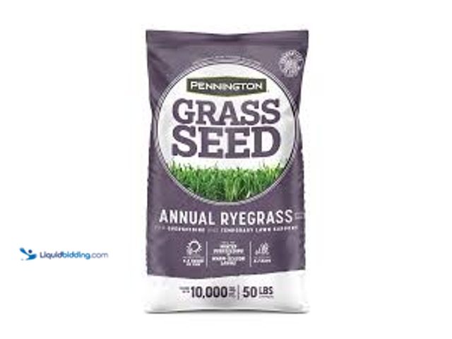 Lot 49-5436138 - Pennington Annual Ryegrass 50 lbs. 10,000 sq. ft. Grass Seed. Model # 100082644. Unused.