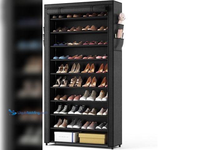 Lot 49-3511792 - ROJASOP 10 Tier Shoe Rack with Covers,Large Capacity Stackable Tall Shoe Shelf Storage to 50-55 Pair...