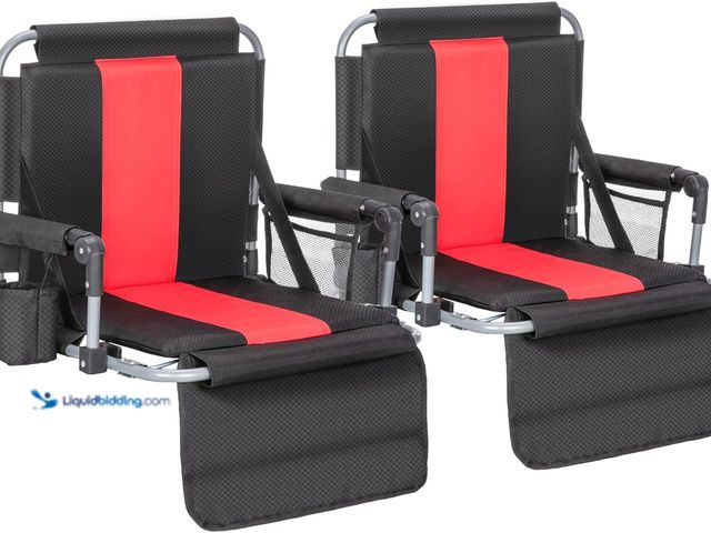 Lot 49-3527696 - ALPHA CAMP Stadium Seat Chair for Bleachers with Back & Arm Rest. Model: b0cl4rm7tv. Unused