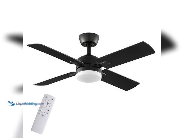 Lot 49-2024977 - Hampton Bay Letta 42 in. LED Indoor Matte Black Downrod Ceiling Fan with Remote Included. Model # 84...