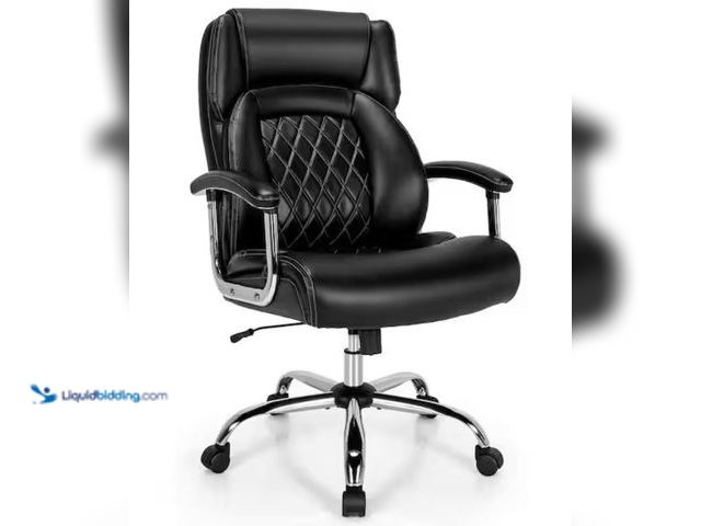 Lot 49-2000951 - Gymax  500LBS Faux Leather High Back Big and Tall Office Chair Adjustable Task Chair in Black, Model...