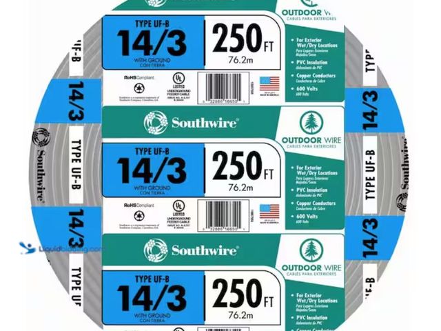 Lot 49-2001507 - Approx. (250) ft. of Southwire 14/3 Gray Solid CU UF-B W/G Wire, Model # 13057555, Unused, Scuffs & ...