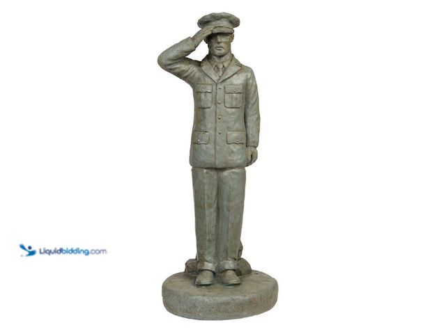 Lot 49-5435283 - Athens Stonecasting
Class A Salute Soldier Concrete Garden Statue (legs cracked) (base cracked) (pa...