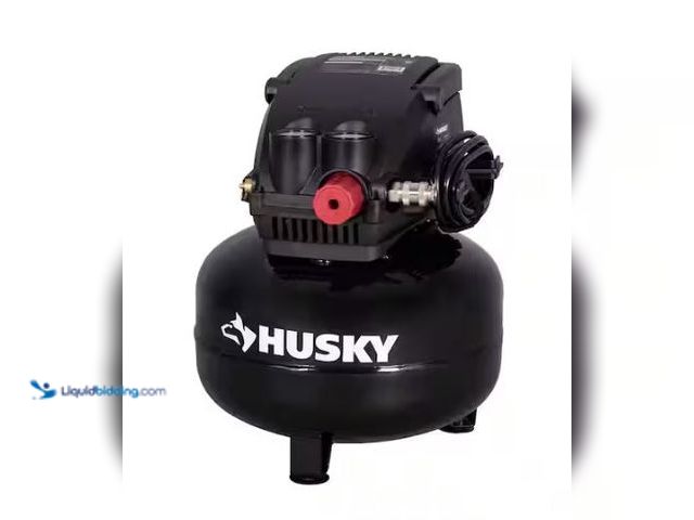 Lot 49-1544781 - Husky 3 Gal. 120 PSI Portable Electric Oil-Free Light Duty Pancake Air Compressor with Fold Down Han...