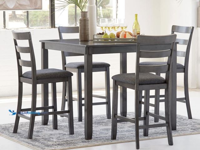Lot 49-2006699 - Ashley Furniture Bridson Counter Height Dining Table and 4 Bar Stools, Gray, Model # D383-223, MSRP ...