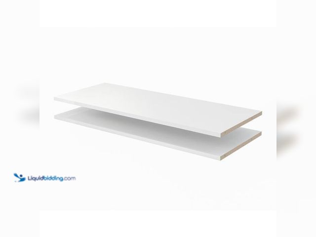 Lot 49-2024415 - Closet Evolution 35 in. x 14 in. Classic White Wood Shelves (2-Pack). Model # WH5. MSRP $49. Unused....
