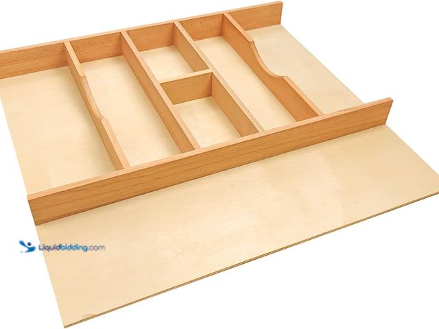 Lot 49-3564362 - Silverware Drawer Organizer - Trim-to-Fit with Adjustable Dividers for Kitchen Utensil Storage, Beec...