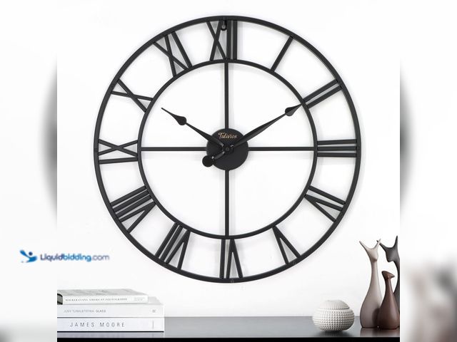 Lot 49-5410751 - Large 24In Wall Clock,Vintage Farmhouse Wall Decor,Boho Metal Wall Art,Home Decor for Living Room, K...