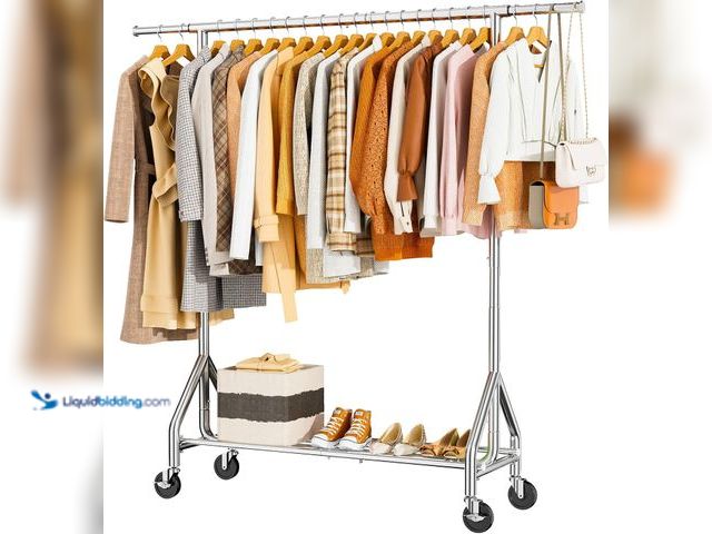 Lot 49-5435499 - Heavy Duty Clothes Rack Load 450 LBS, Metal Garment Rack, Standing Rolling Clothing Rack for Hanging...