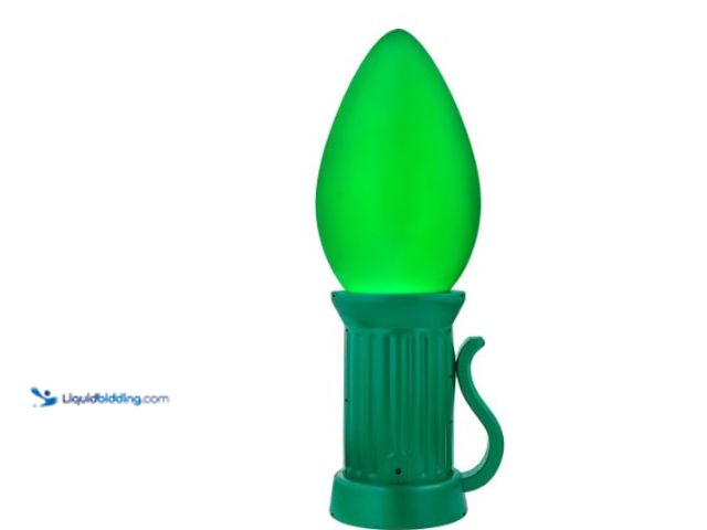 Lot 49-1547291 - Home Accents Holiday 3ft Battery Operated LED Jumbo Bulb Green, Model# 24PA02565, Slightly used, Una...