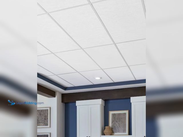 Lot 49-5580768 - Approx 570 sq.ft. Armstrong Ceilings 4-ft x 2-ft YUMA WHITE White Mineral fiber Ceiling Tile ( 8 -Pa...