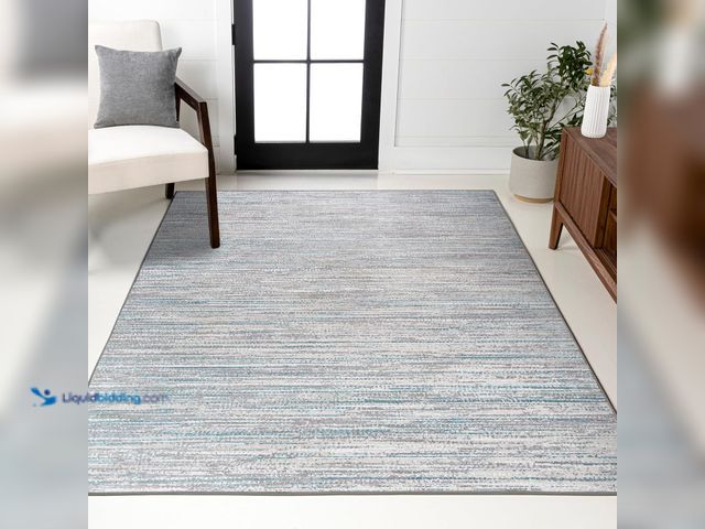 Lot 49-5461007 - JONATHAN Y Loom Strie' Gray/Turquoise Indoor Area Rug 3X5 ft, Modern for Living Room, Bedroom, Kitch...