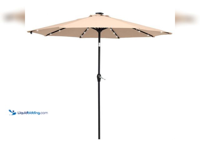 Lot 49-5408125 - Karl home Folding Light 9 ft. Market Tilt Patio Umbrella in Top Color Beige. [Model # 281774019775] ...